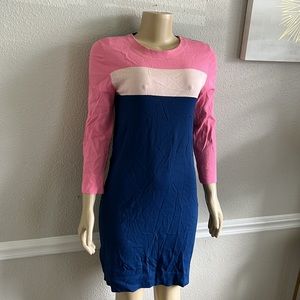 Diane Von Furstenberg - Pink & Navy Colorblock Knit Shift Dress  S